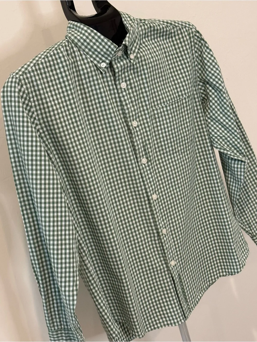 J.Crew Classic Flex Washed Men’s Medium Green Gingham Button-Down Shirt